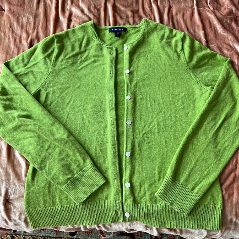 Lands end green cardigan